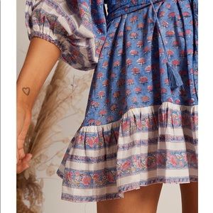 NWT cleobella magdalena lotus blue mini dress.